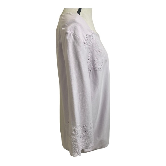 J.Jill womens square neck with eyelet embroidery. Blouse Light purple.Large - Picture 4 of 10